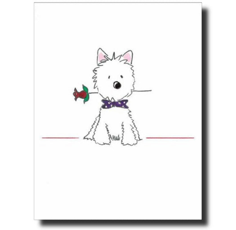 dog with flower card